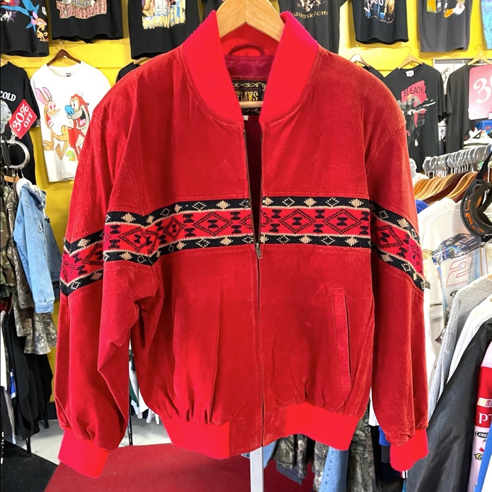80’s Vintage “OUTLAWS” Red Suede Leather Jacket